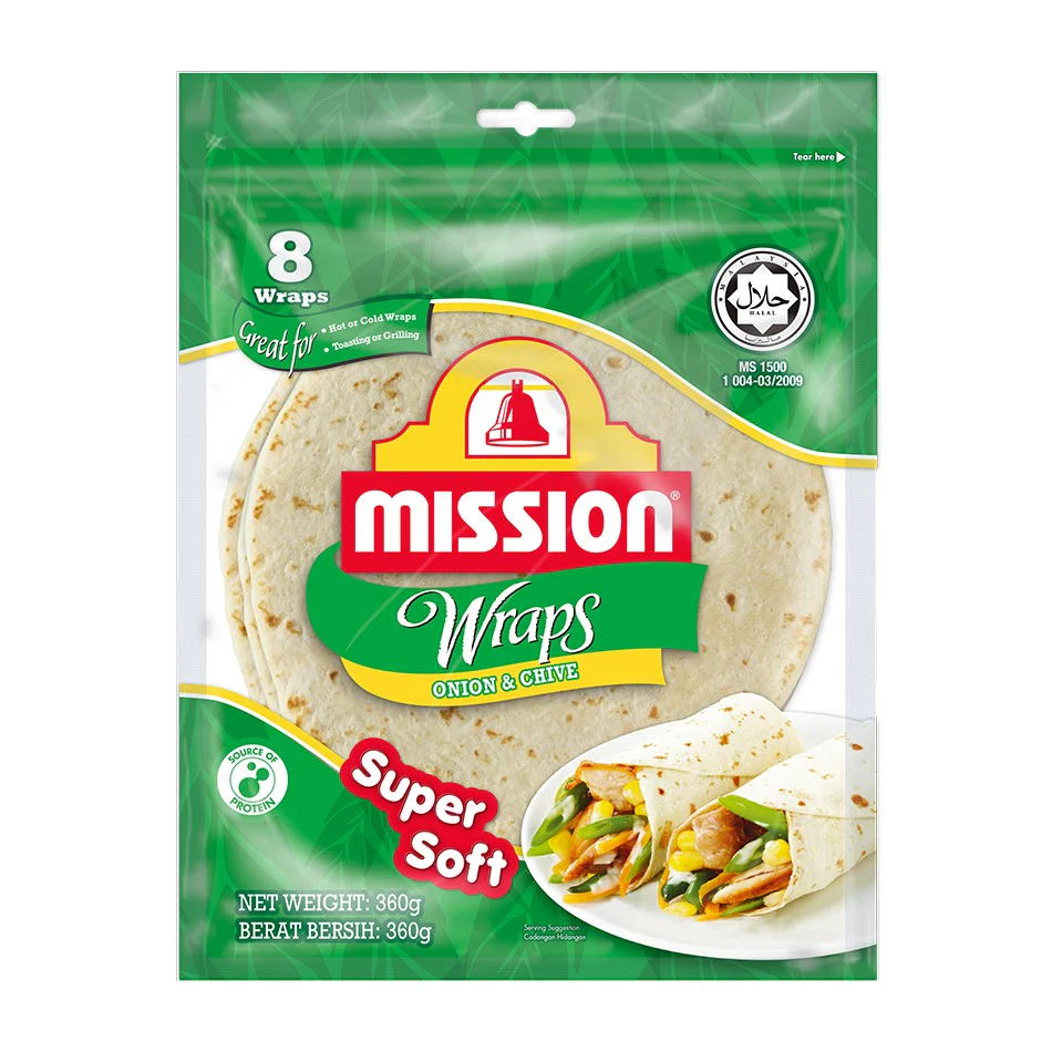 MISSION WRAPS ONION & CHIVE 8'S 360GM