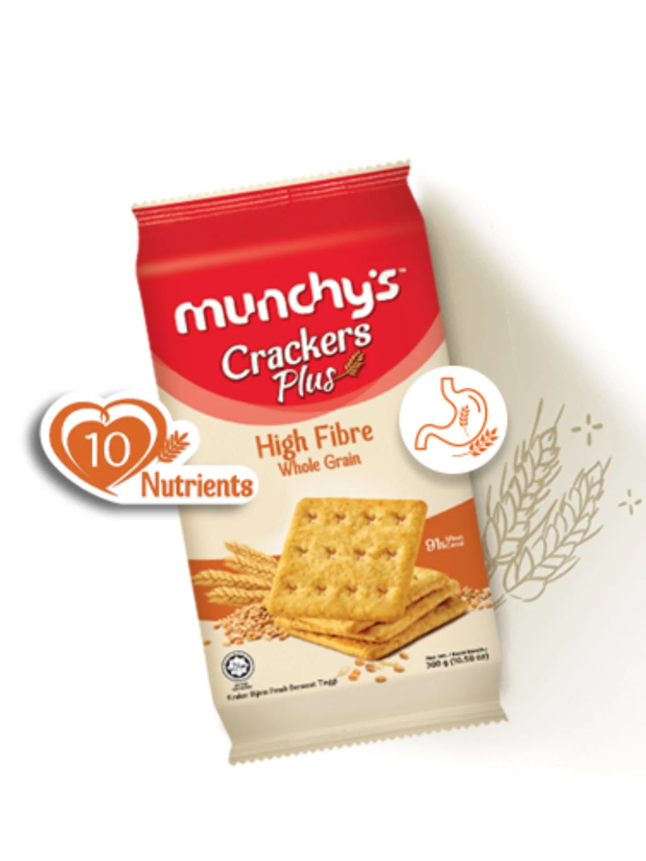 MUNCHY'S CRACKERS PLUS FIBRE WHOLE GRAIN 300G