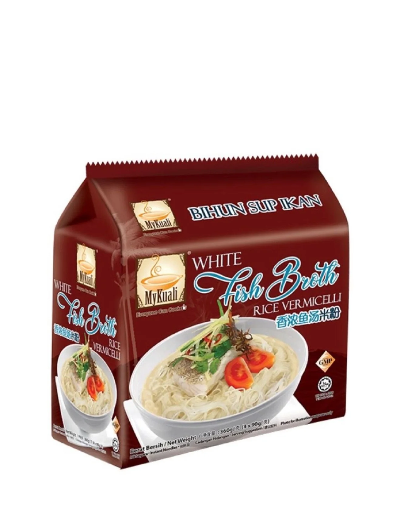 MYKUALI WHITE FISH BROTH RICE VERMICELLI 4X90G