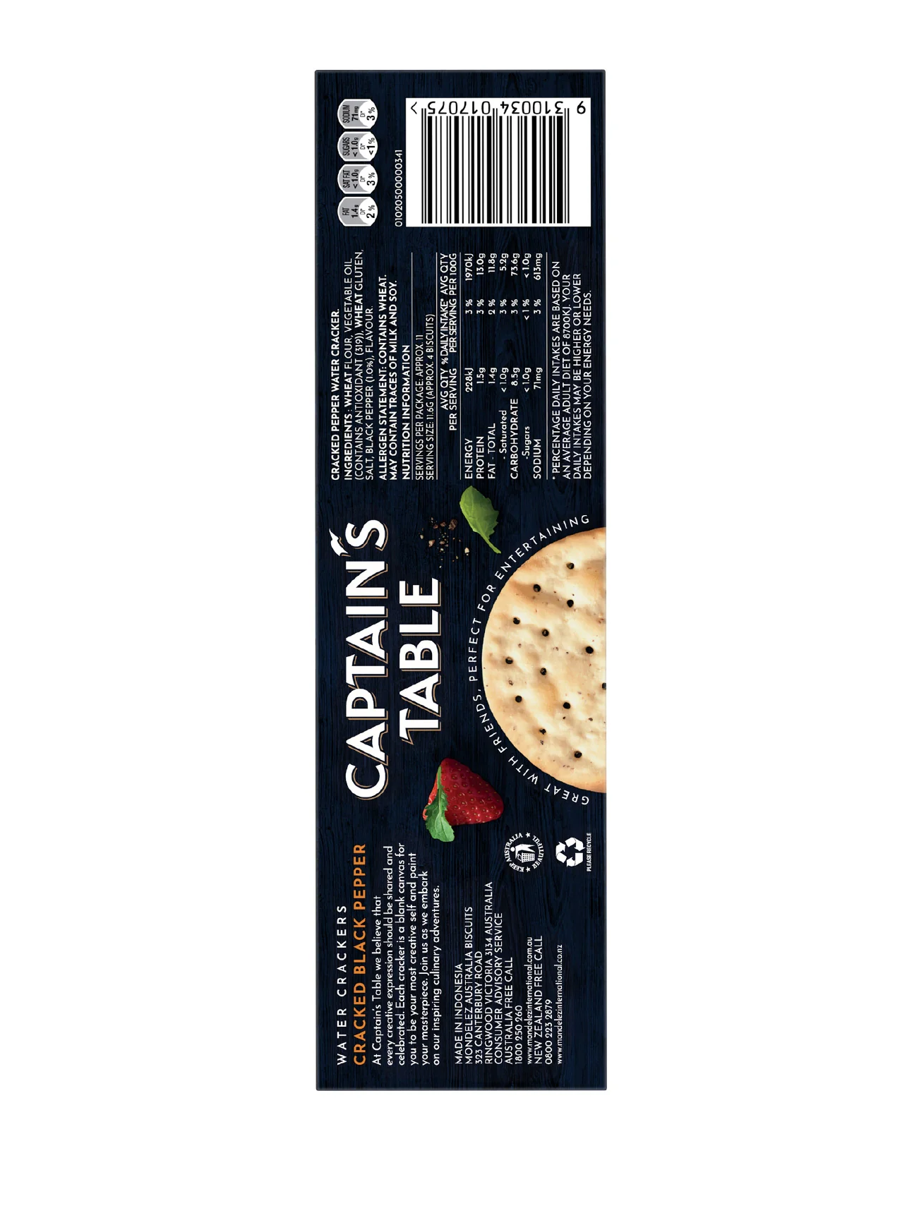 NABISCO CAPTAINS TABLE CRACKED PEP WATER CRAC 125G - Image 2