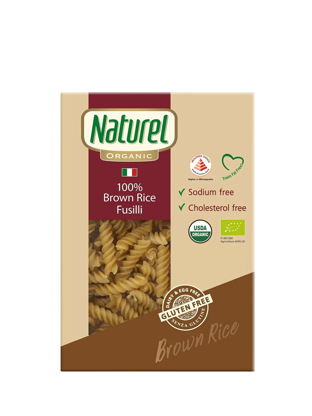 NATUREL ORGANIC 100% BROWN RICE FUSILLI 250G