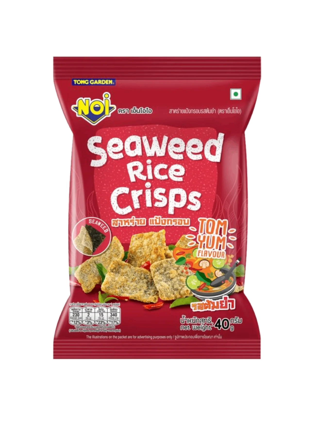 NOI SEAWEED RICE CRISPS TOM YUM FLAVOUR 40G