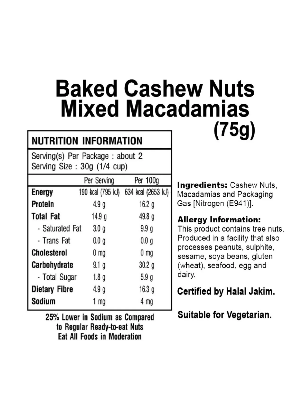 NUTRIONE BAKED CASHEW NUTS & MACADAMIAS 75G - Image 3
