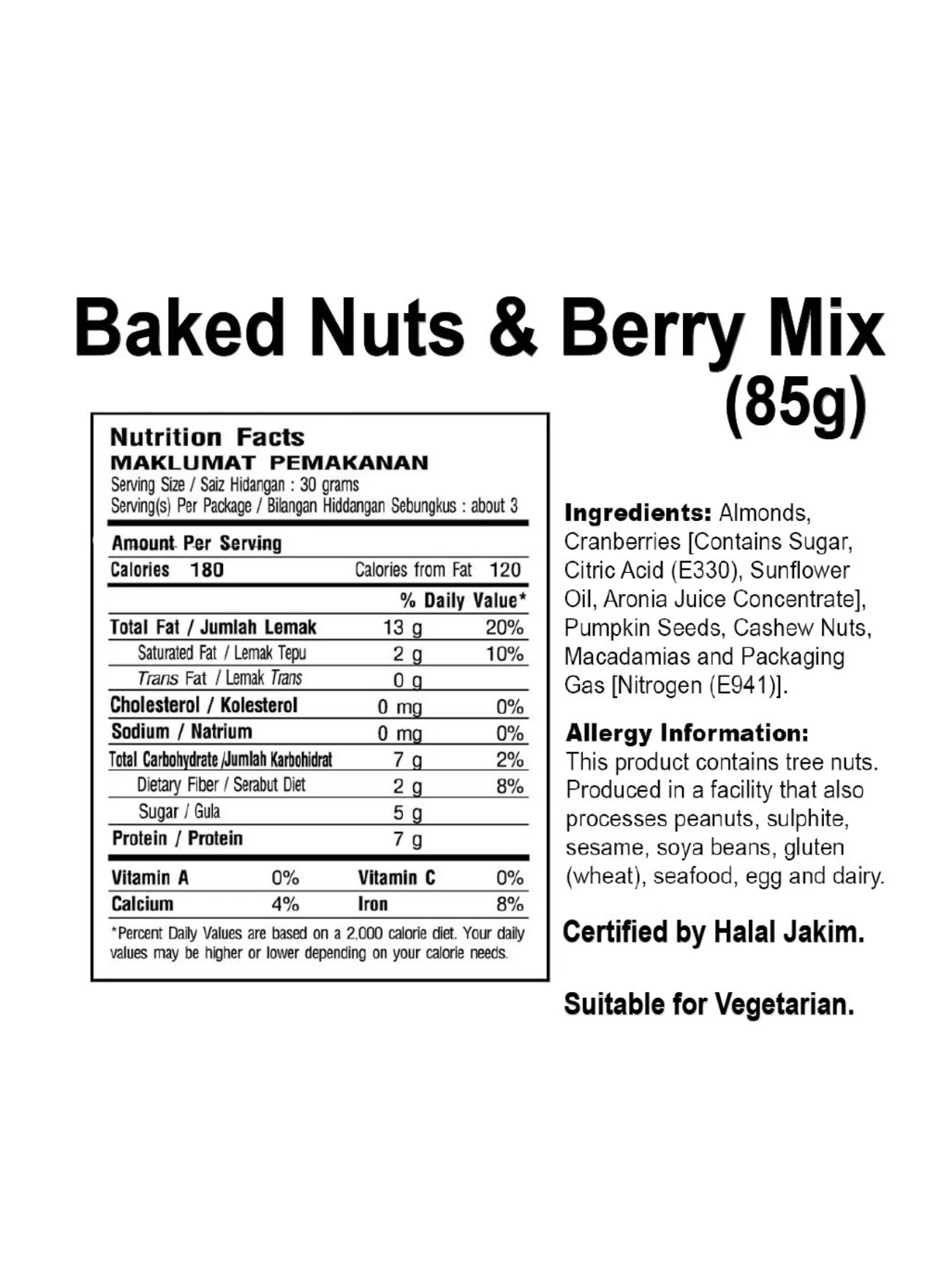 NUTRIONE BAKED NUTS & BERRY MIX 85G - Image 3