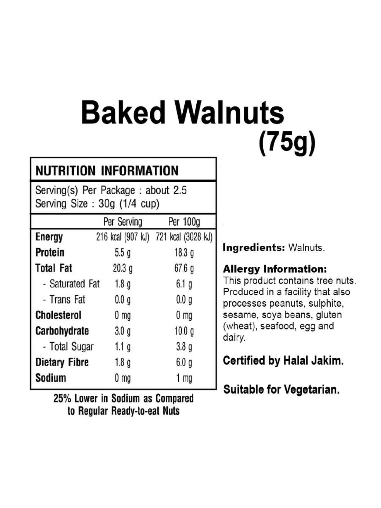 NUTRIONE BAKED WALNUTS 75G - Image 3