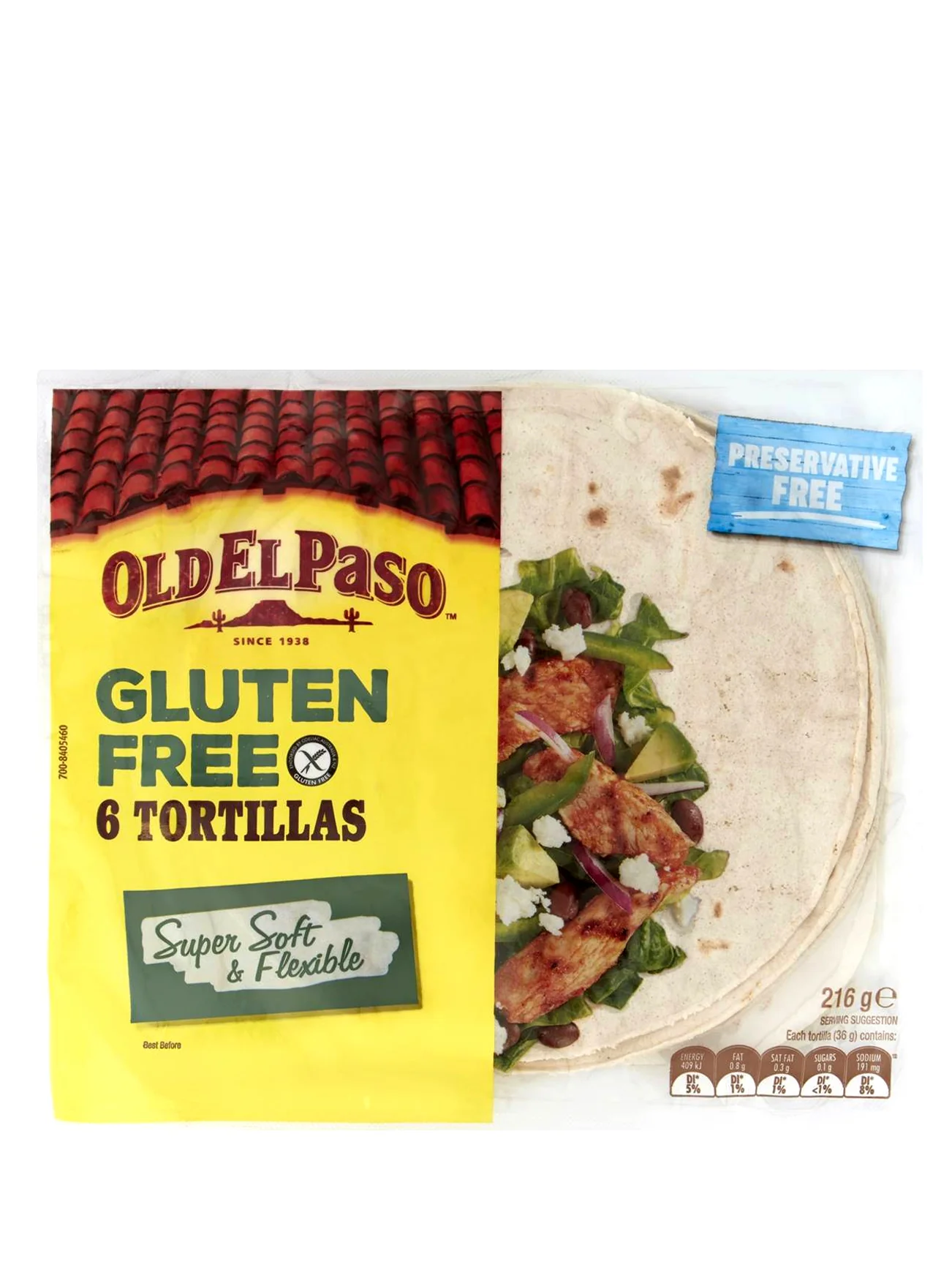 OLD EL PASO GLUTEN FREE TORTILLAS 216G