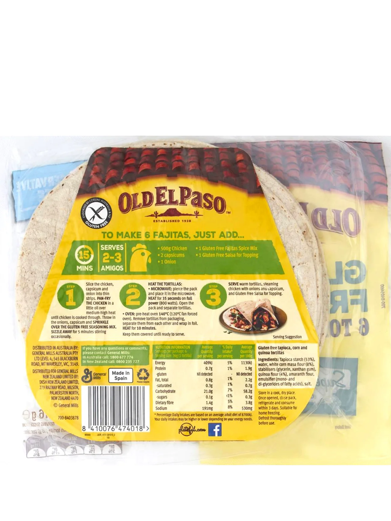 OLD EL PASO GLUTEN FREE TORTILLAS 216G - Image 2