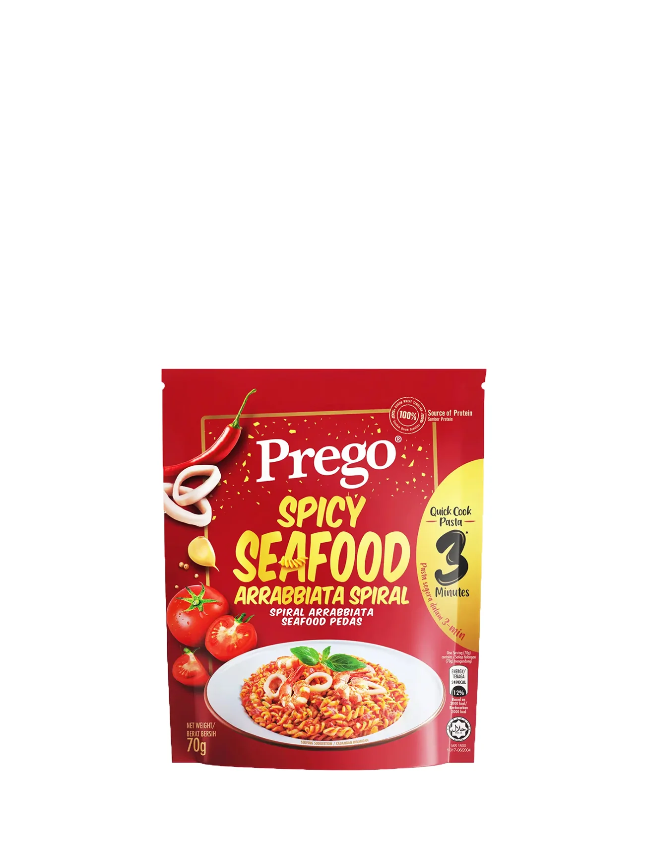 PREGO SPICY SEAFOOD ARRABBIATA SPIRAL 70G