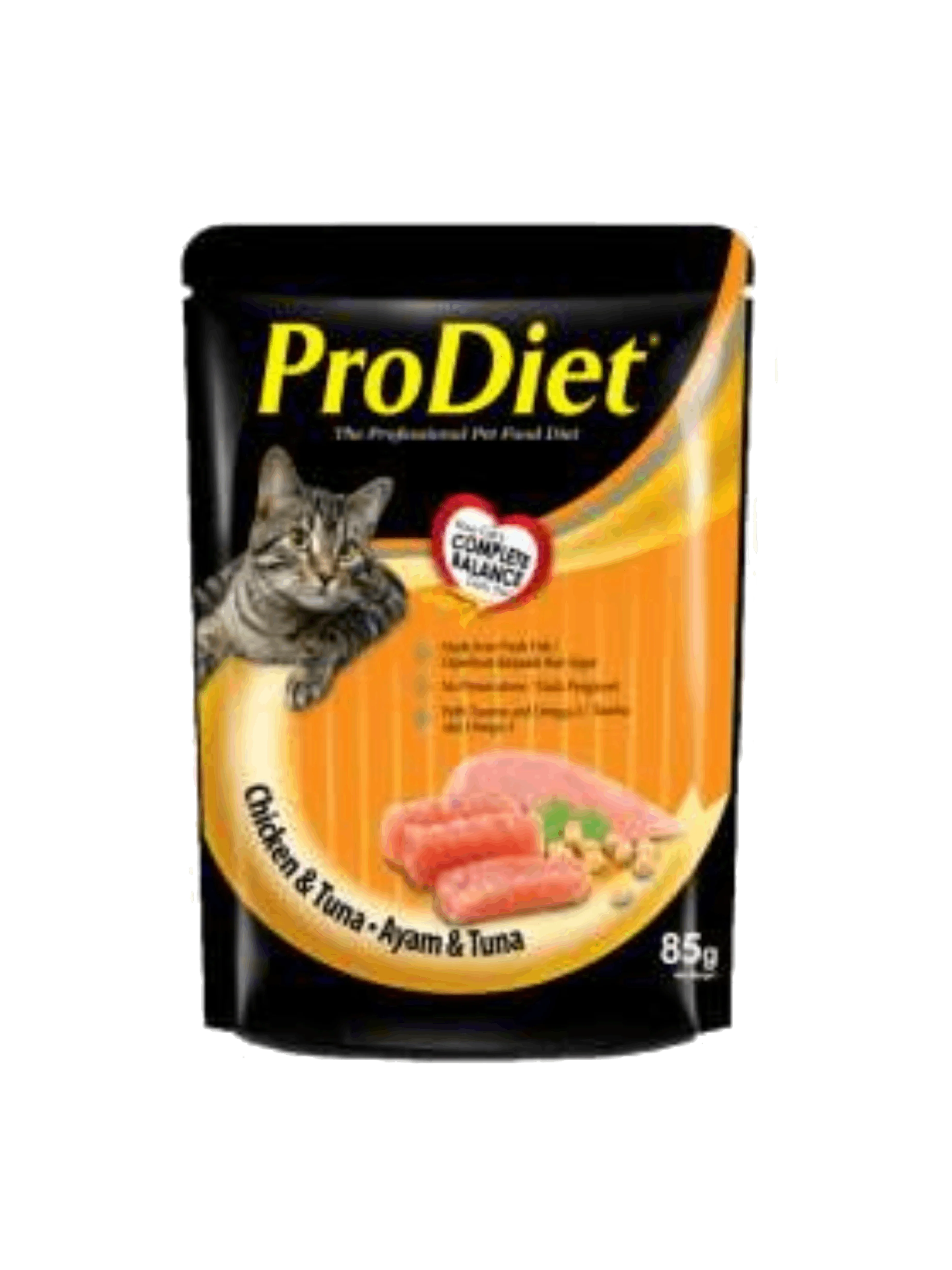 PRODIET CHICKEN&TUNA POUCH 85GM