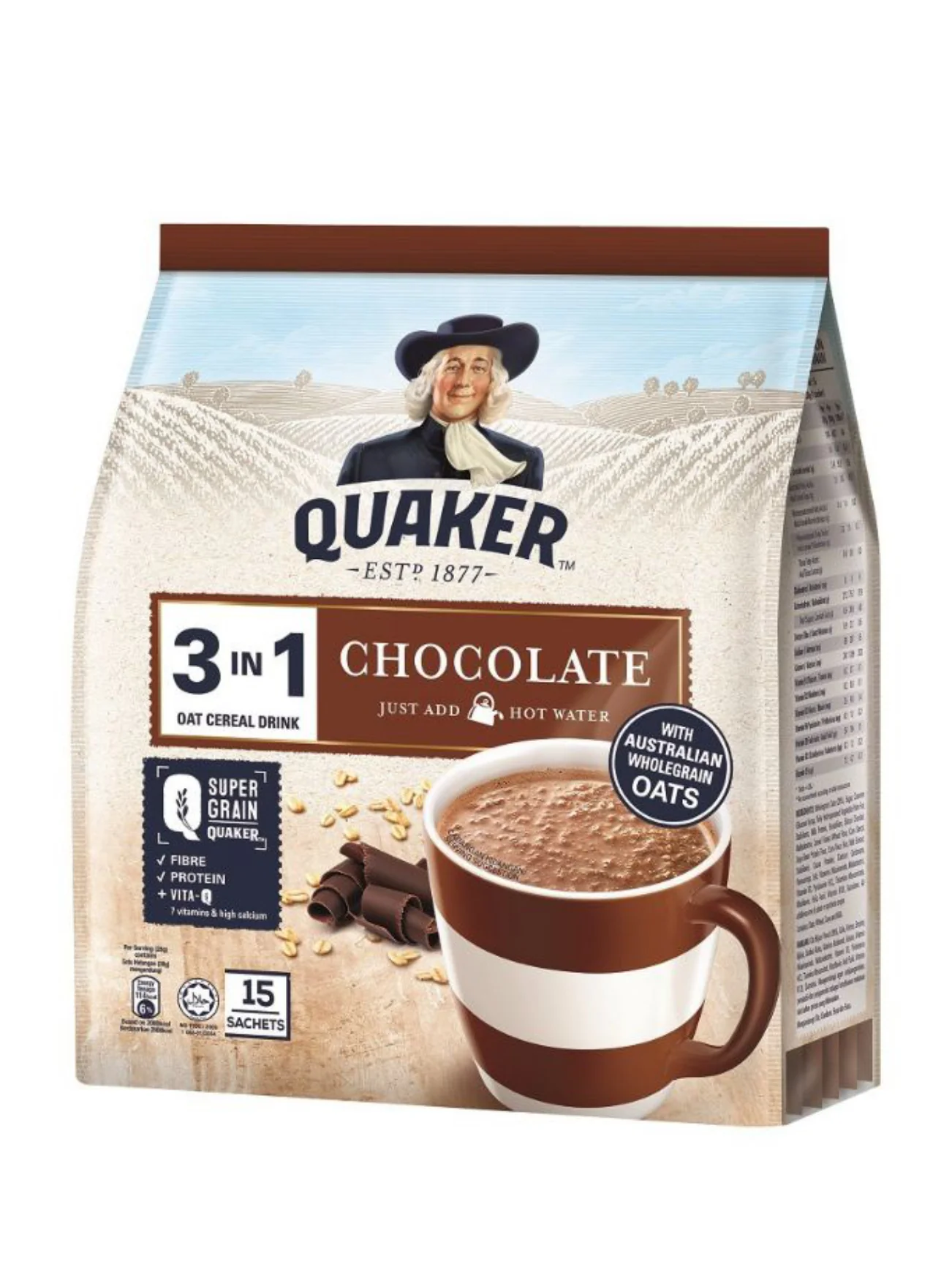 QUAKER 3 IN 1 CHOCOLATE 14'S X 28G - Image 2