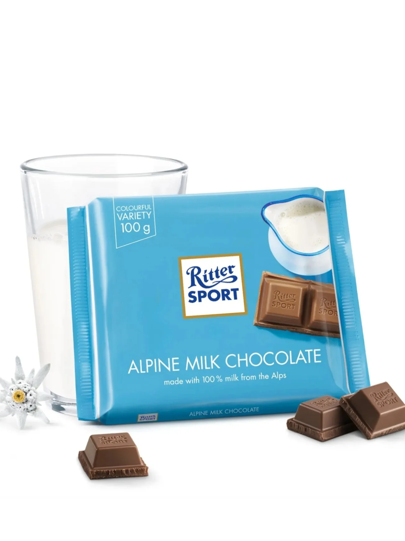 RITTER SPORT-ALPINE MILK CHOCOLATE 100G
