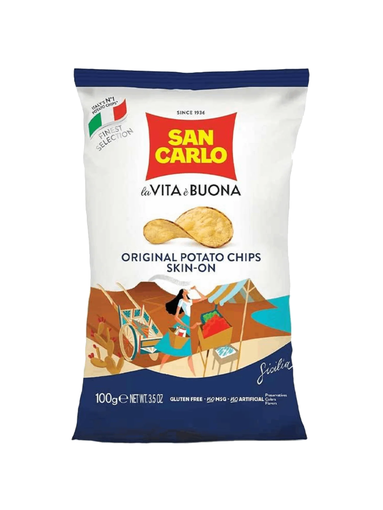 SAN CARLO SKIN ON POTATO CHIPS 100G