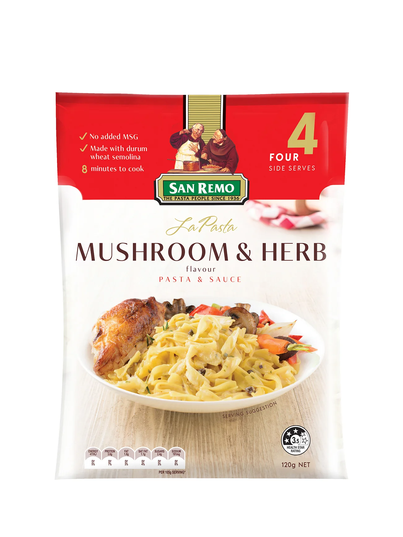 SAN REMO LA PASTA MUSHROOM&HERBS 120G - Image 2