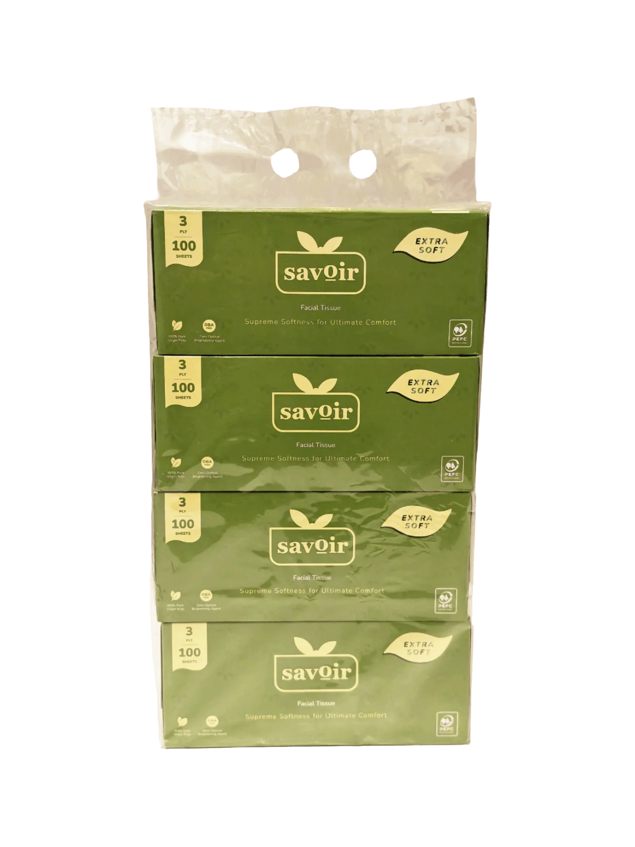 SAVOIR FACIAL TISSUE BOX 3PLY 4X100S