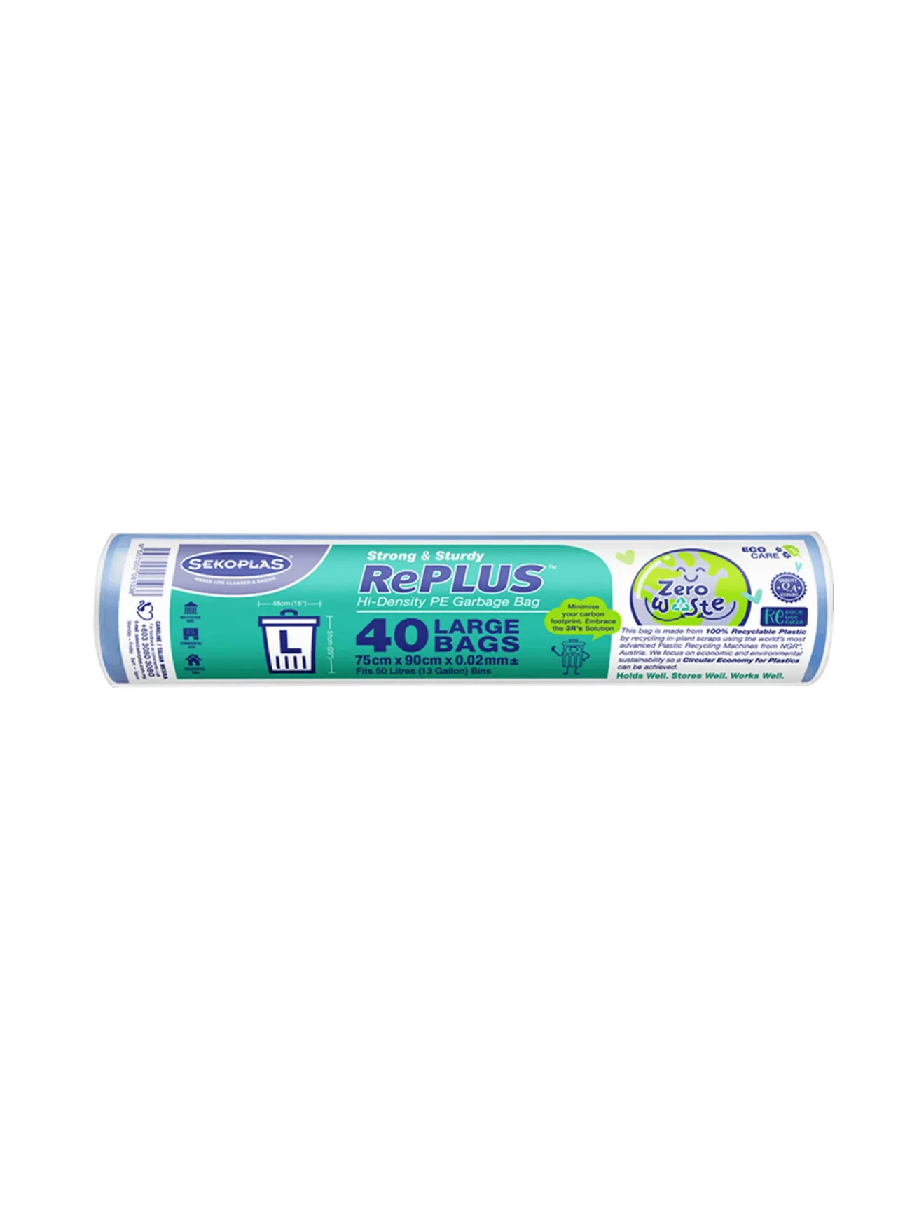 SEKOPLAS REPLUS GARBAGE BAGS ROLL L-75X90CM 40'S