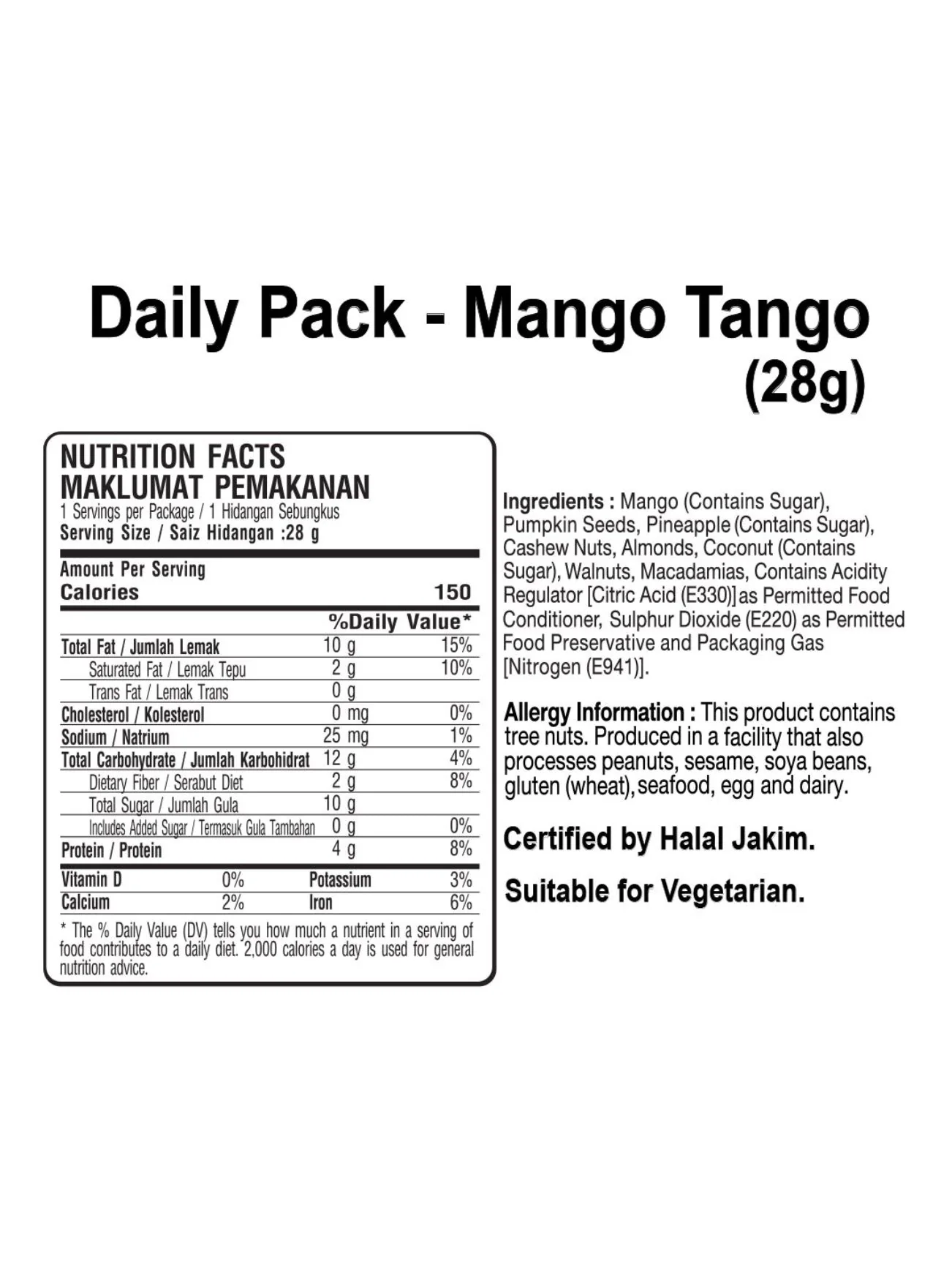 TG BAKED NUTS & DRIED FRUIT MANGO TANGO 28G - Image 3