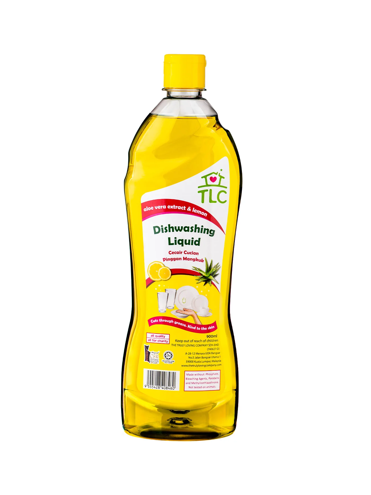 TLC DISHWASH LIQ ALOE VERA & LEMON 900ML