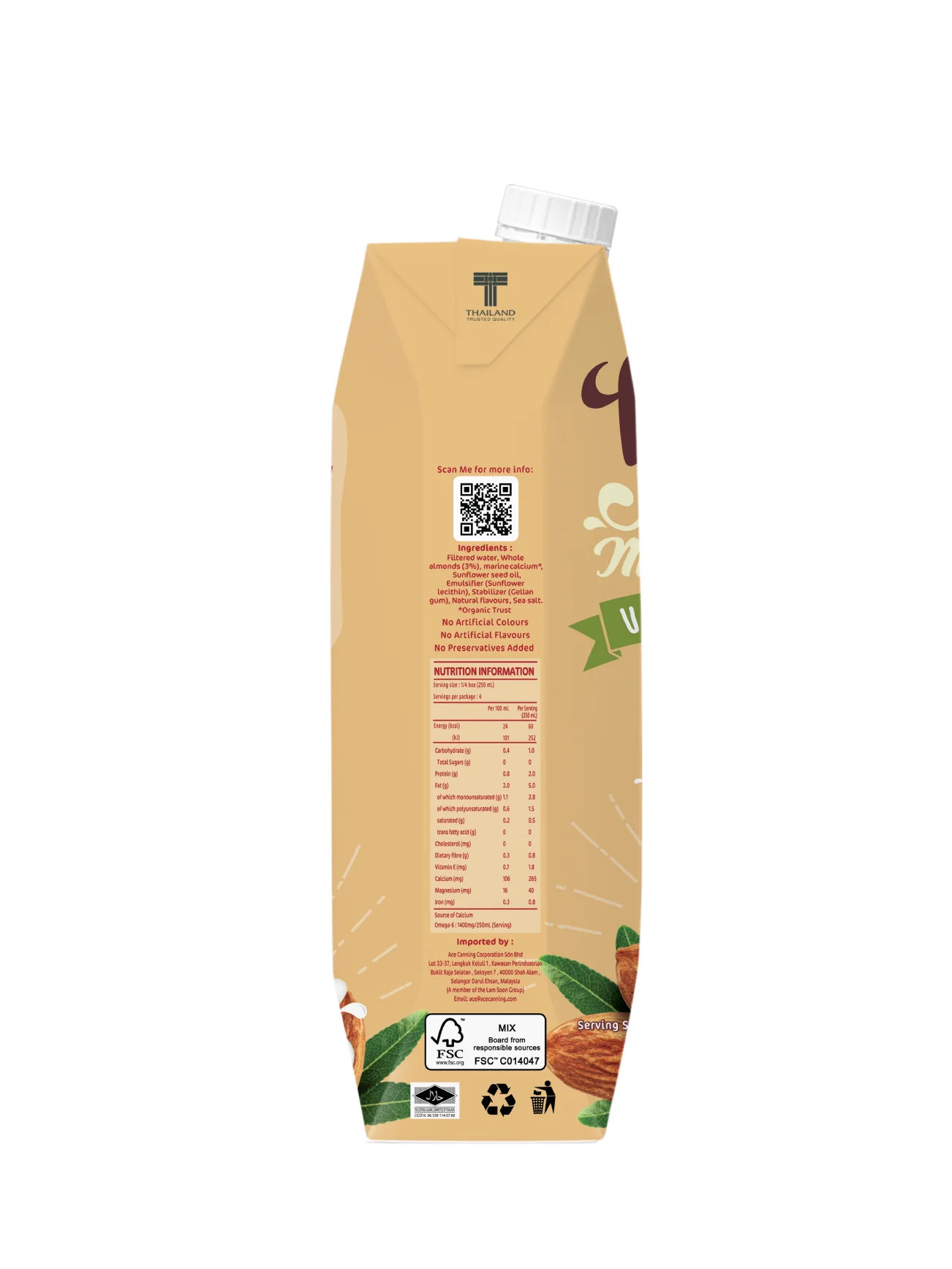 UFC VELVET ALMOND DRINK UNSWEETENED 1L - Image 3
