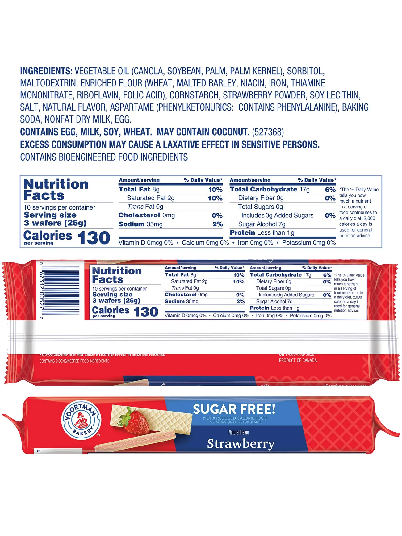 VOORTMAN SUGAR FREE STRAWBERRY WAFERS 255G - Image 3
