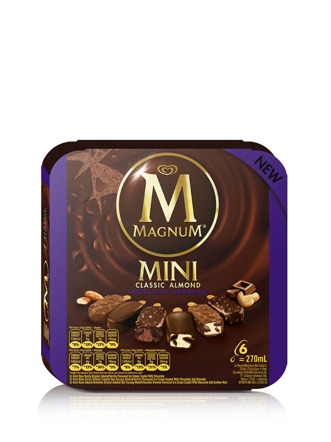 WALL'S MAGNUM MINI CLASSIC ALMOND BROWNIE 6X45ML