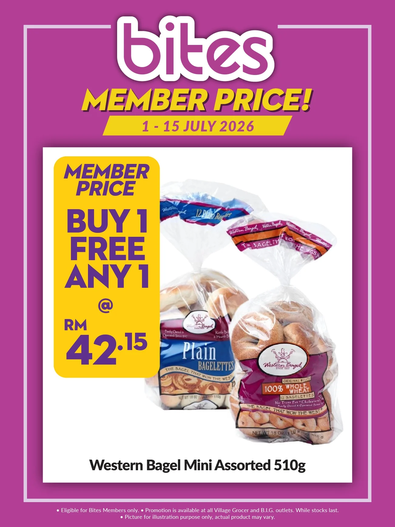 WESTERN BAGEL MINI WHOLE WHEAT BAGEL 510G