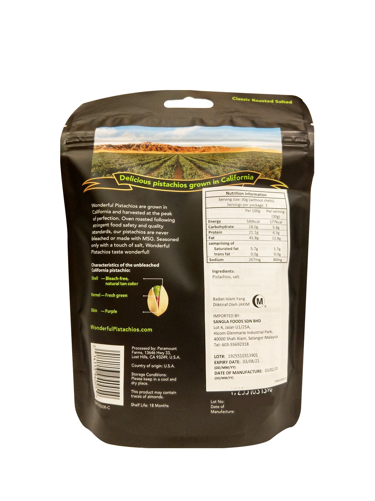 WONDERFUL CLASSIC RSTD SALTED PISTACHIOS 168G - Image 3