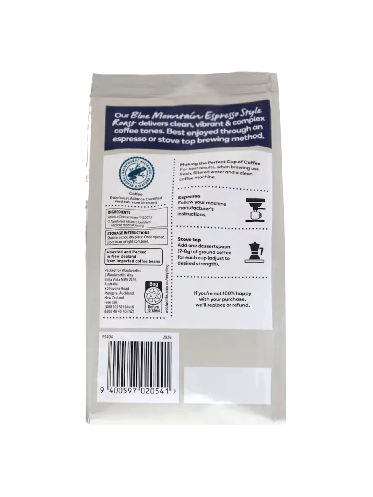 WOOLWORTHS BLUE MOUNTAIN GROUND COFFEE 200G - Image 2