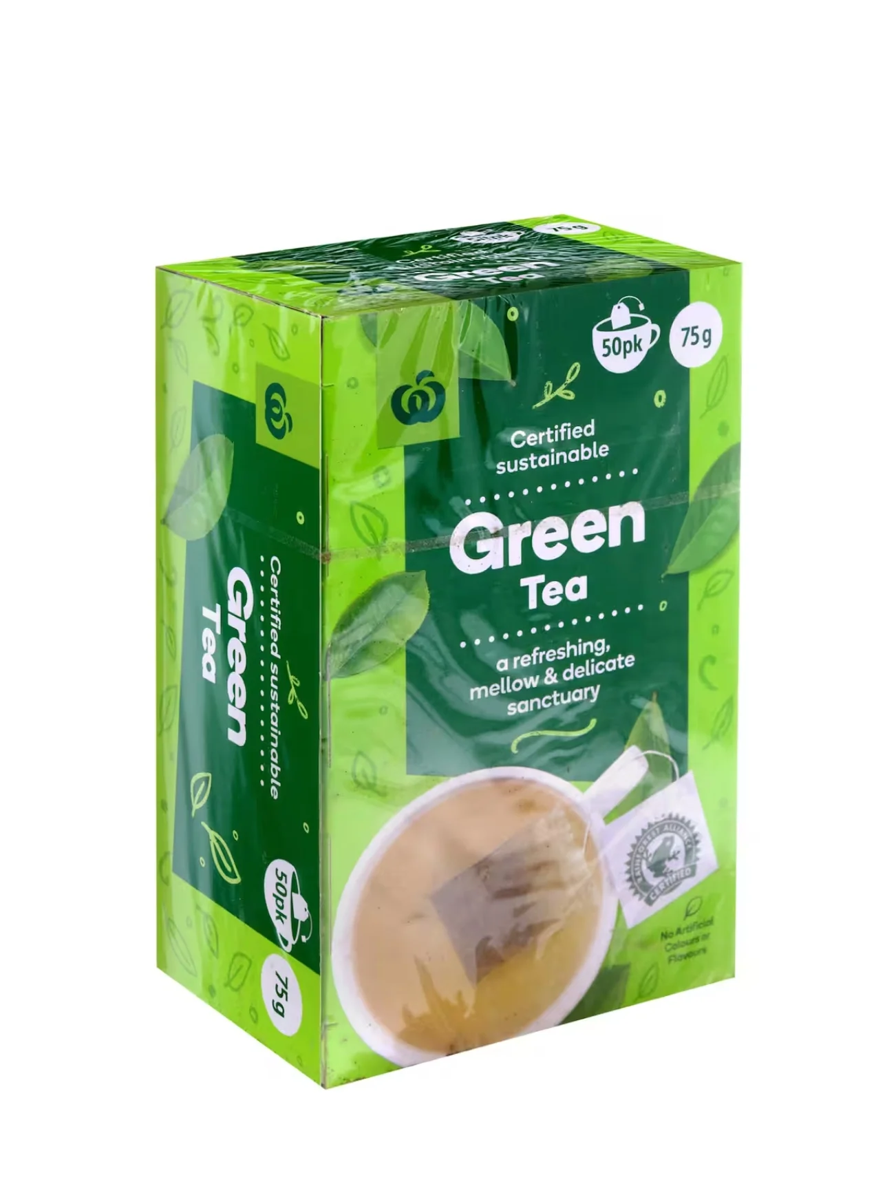 WOOLWORTHS GREEN TEA BAGS 50PK 75G