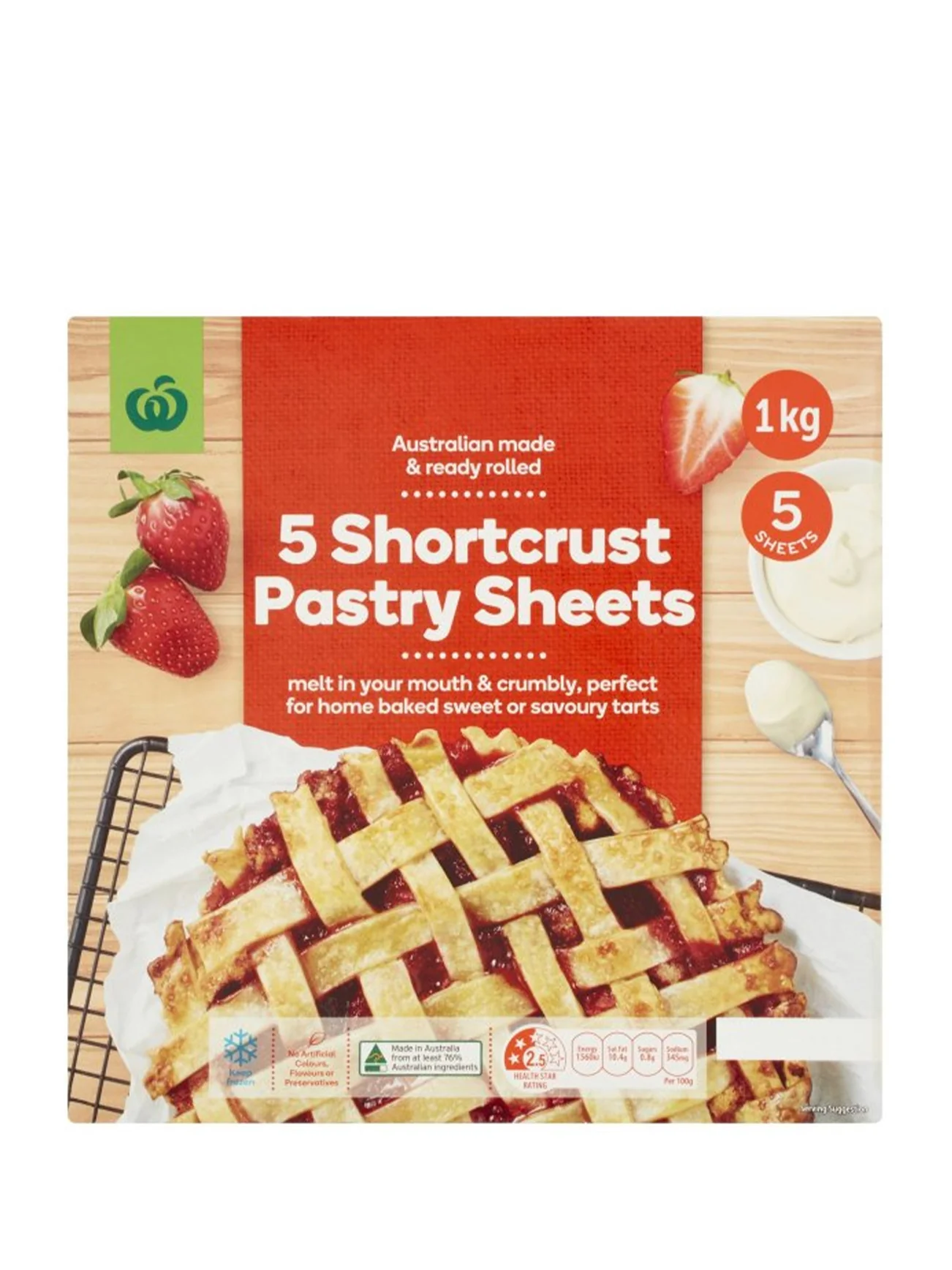 WOOLWORTHS SHORTCRUST PASTRY SHEETS 1KG - Image 3