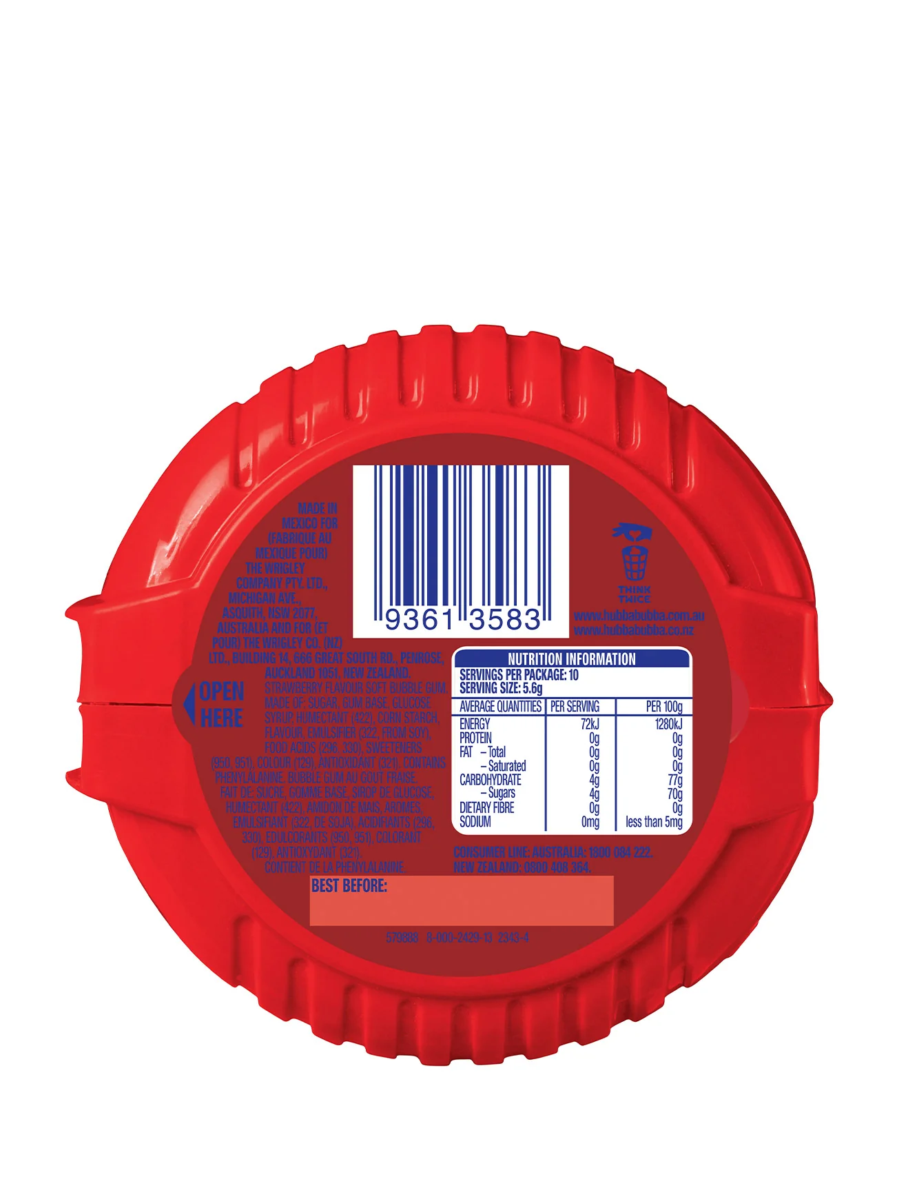 WRIGLEY'S HUBBA BUBBA BUBBLE TAPE STRAWBERRY 56G - Image 4